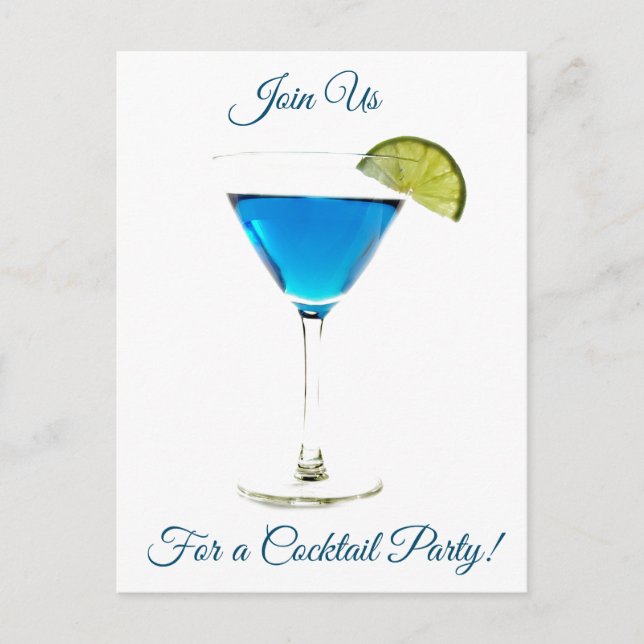 Summer Blue Cocktail Party Invitation (Front)