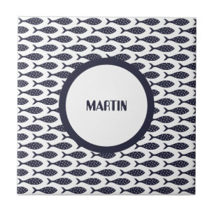 Summer Blue Fish Illustration Tile