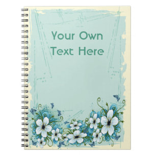 Summer Blue Floral & Butterflies Notebook