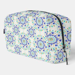 Summer Blue Gold Heart Mandala Dopp Kit