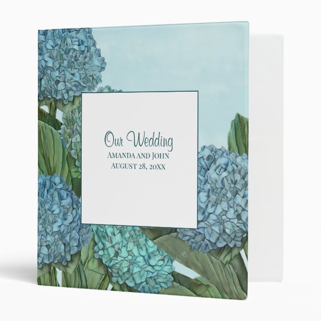 Summer Blue Hydrangea Bouquet Binder (Front/Inside)