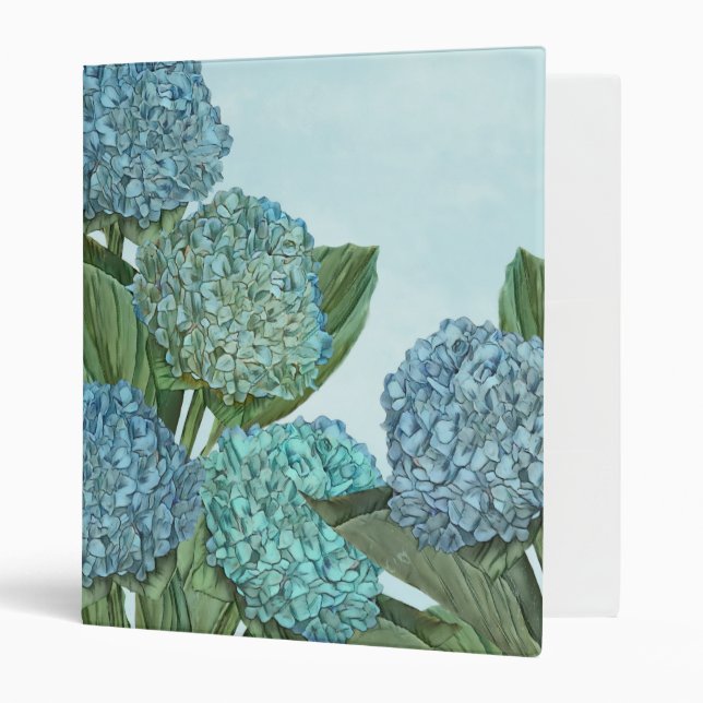 Summer Blue Hydrangea Bouquet Binder (Front/Inside)
