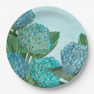 Summer Blue Hydrangea Bouquet Paper Plate