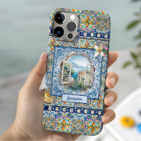 Summer Blue Italian Majolica Citrus Monogram