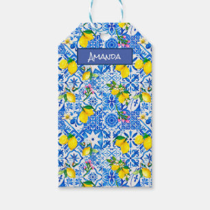 Summer Blue Majolica Sicilian Citrus Gift Tags