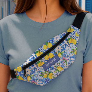 Summer Blue Majolica Sicilian Citrus Mediterranean Fanny Pack