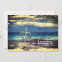 Summer Blue Ocean Beach Mariages Invitations