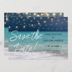 Summer Blue Ocean Beach Mariages Invitations