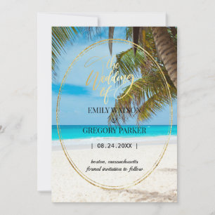 Summer Blue Ocean Beach Mariages Invitations