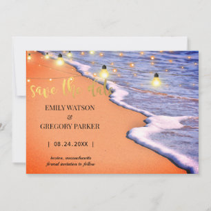 Summer Blue Ocean Beach Wedding Invitations