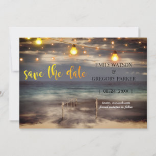 Summer Blue Ocean Beach Wedding Invitations