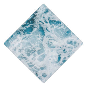 Summer Blue Ocean Wave Graduation Cap Topper