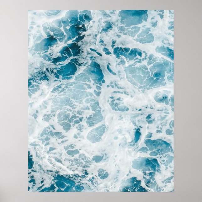 Summer Blue Ocean Wave Poster (Front)