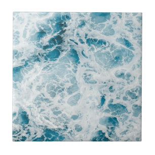 Summer Blue Ocean Wave  Tile