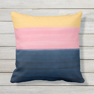 Summer Blue Pink Yellow Strokes Stripes Paint Outdoor Pillow