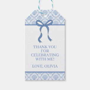 Summer blue seashell coquette thank you gift tags
