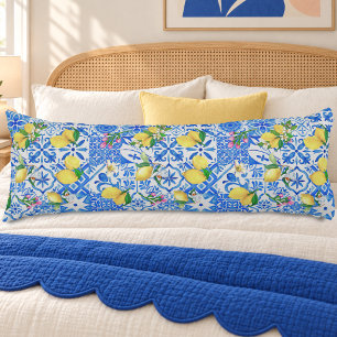 Summer blue Sicilian Amalfi Mediterranean majolica Body Pillow