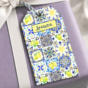 Summer Blue Sicilian Majolica Citrus Gift Tags