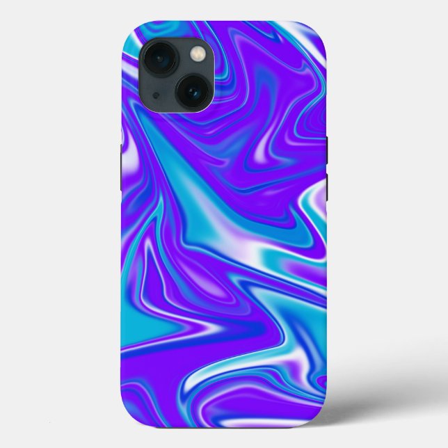 Summer Blue Silky Marble, iPhone 13 Case (Back)