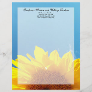 Summer Blue Sky with Yellow Sunflower Letterhead