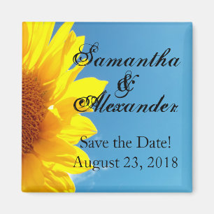 Summer Blue Sky with Yellow Sunflower Magnet