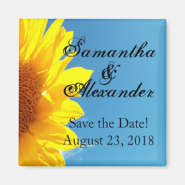 Summer Blue Sky with Yellow Sunflower Magnet (Front)