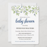 Summer Blueberry Foliage Baby Shower Invitation<br><div class="desc">Summer Blueberry Foliage Baby Shower Invitation in Watercolor</div>