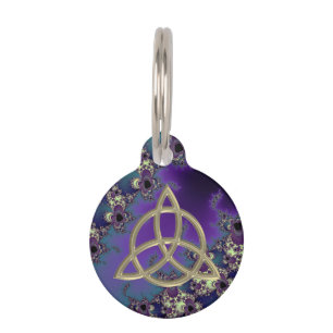 Summer Blues Fractal Celtic Knot Pet Tag