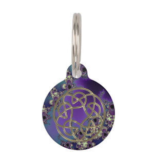 Summer Blues Fractal Celtic Knot Wine Charm Pet Tag