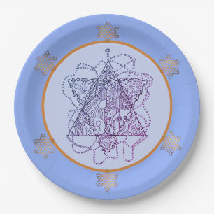 Summer Blues Jewish Star Paper Plate 