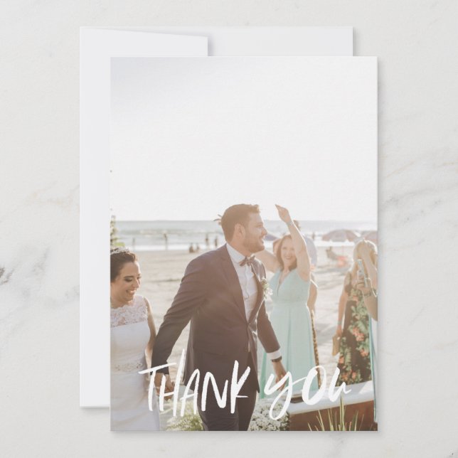 Summer Blues Wedding Photo Thank You Cards (Front)