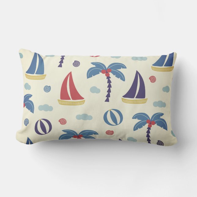 Summer Boats II Lumbar Pillow (Front)