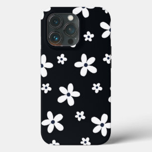 Summer Boho Black White Daisy Flowers iPhone 13 Pro Case