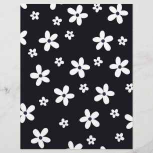 Summer Boho Black White Daisy Flowers Letterhead