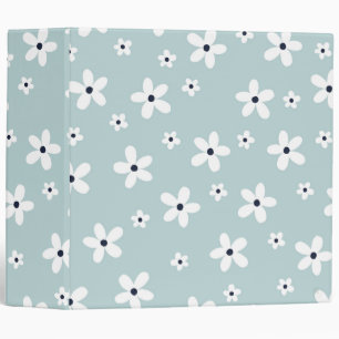Summer Boho Blue White Daisy Flowers Binder