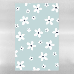 Summer Boho Blue White Daisy Flowers Magnetic Dry Erase Sheet