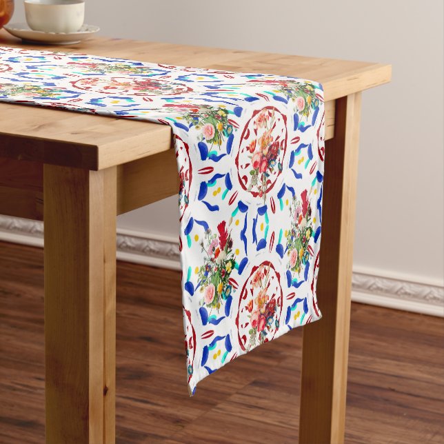 Summer ,boho,bohemian,floral ,Mediterranean style  Short Table Runner (In Situ)