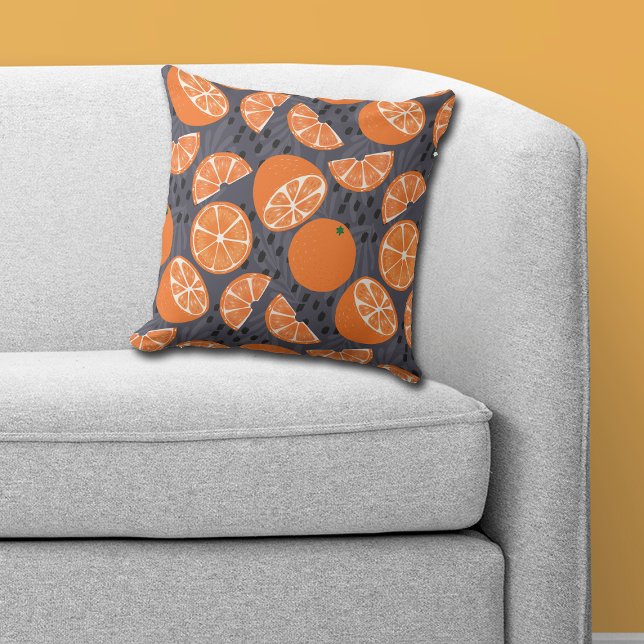 Summer Boho Oranges on Blue Throw Pillow (Creator Uploaded)