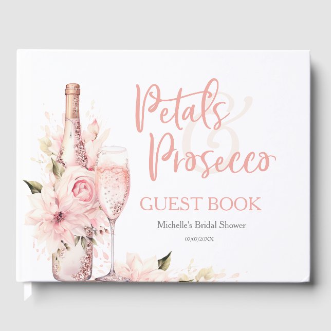 Summer Boho Petals and Prosecco Guest Book (Front)