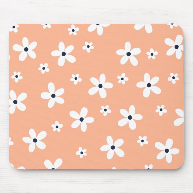 Summer Boho White Daisy Flowers Mouse Pad (Front)