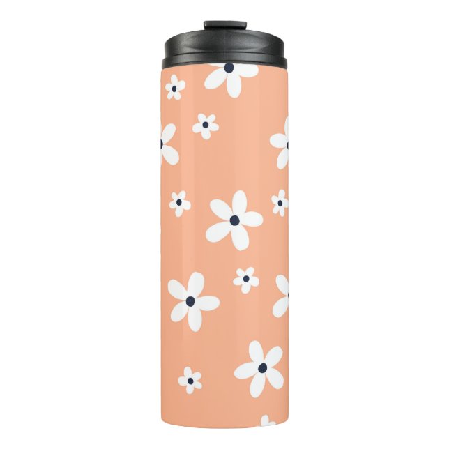 Summer Boho White Daisy Flowers Thermal Tumbler (Front)