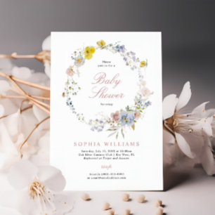 Summer Boho Wildflowers Baby Shower Invitation