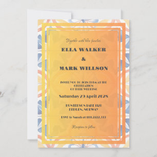 Summer Bold Orange Moroccan Tile Wedding Invitation