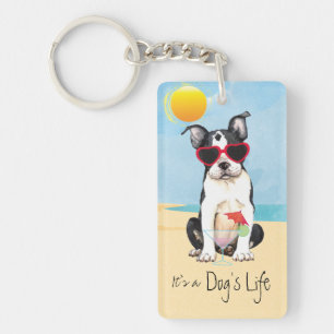 Summer Boston Terrier Keychain