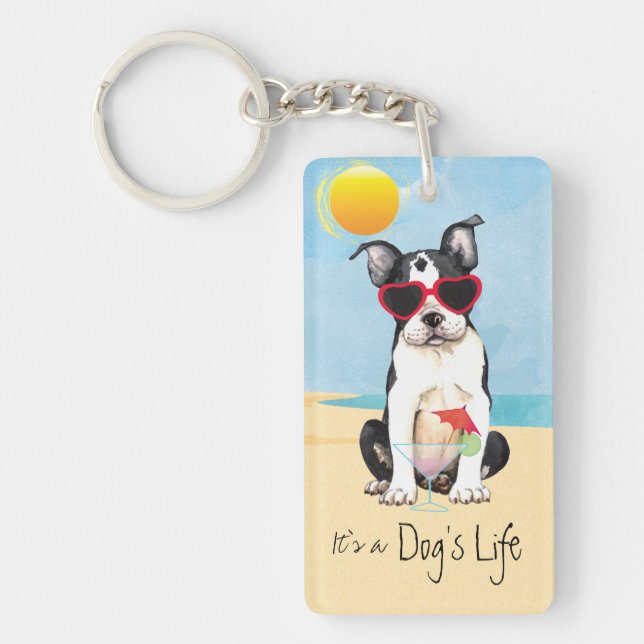 Summer Boston Terrier Keychain (Front)