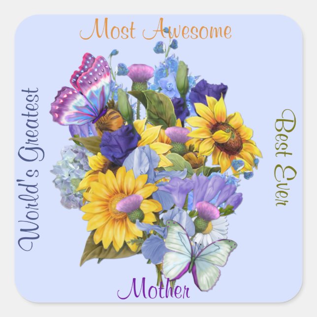 Summer Bouquet - Mom Square Sticker (Front)