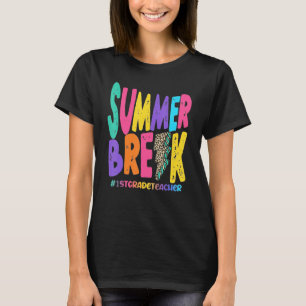 Summer Break 1st Grade Teacher Sub Leopard Teach T-Shirt