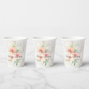 Summer Breeze Blush Peach Hibiscus Bridal Shower Paper Cups