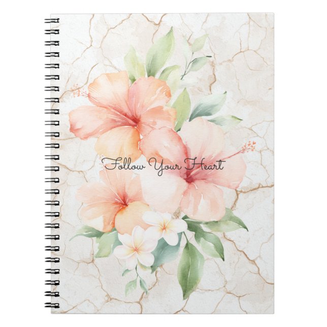 Summer Breeze Blush Peach Hibiscus   Notebook (Front)