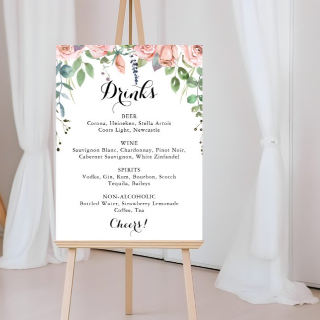 Summer Breeze Floral Wedding Drinks Menu  Poster (Creator Uploaded)